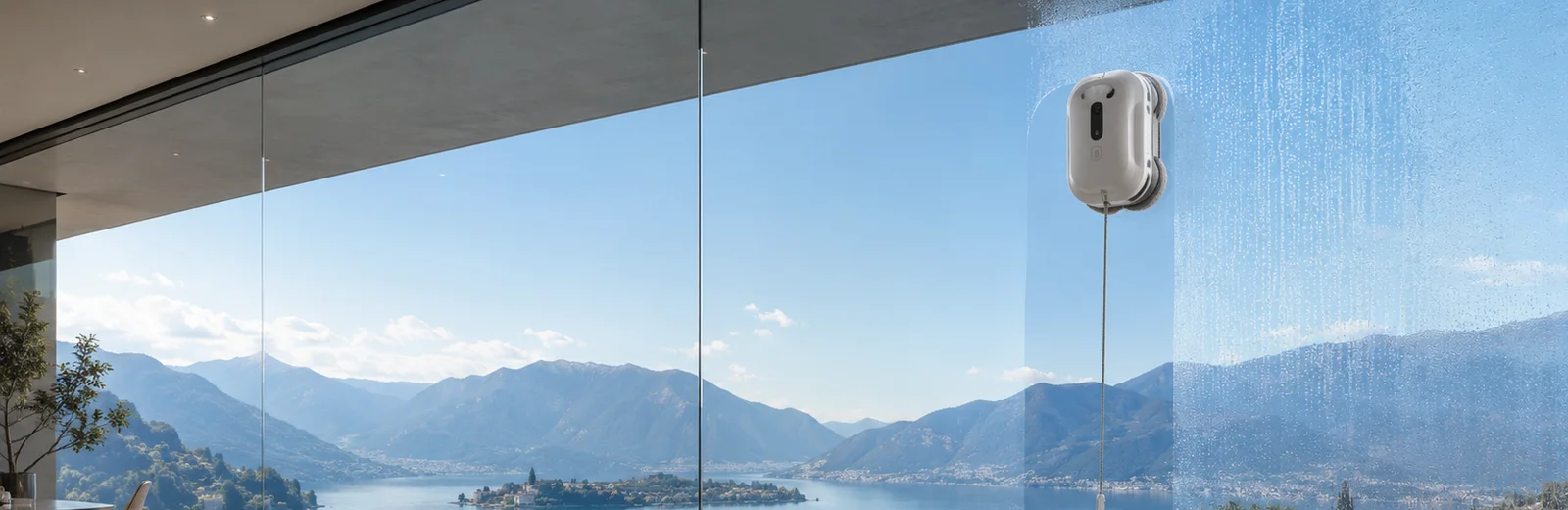 Robots limpiacristales para ventanas sin marco y cristaleras grandes — robot limpiacristales